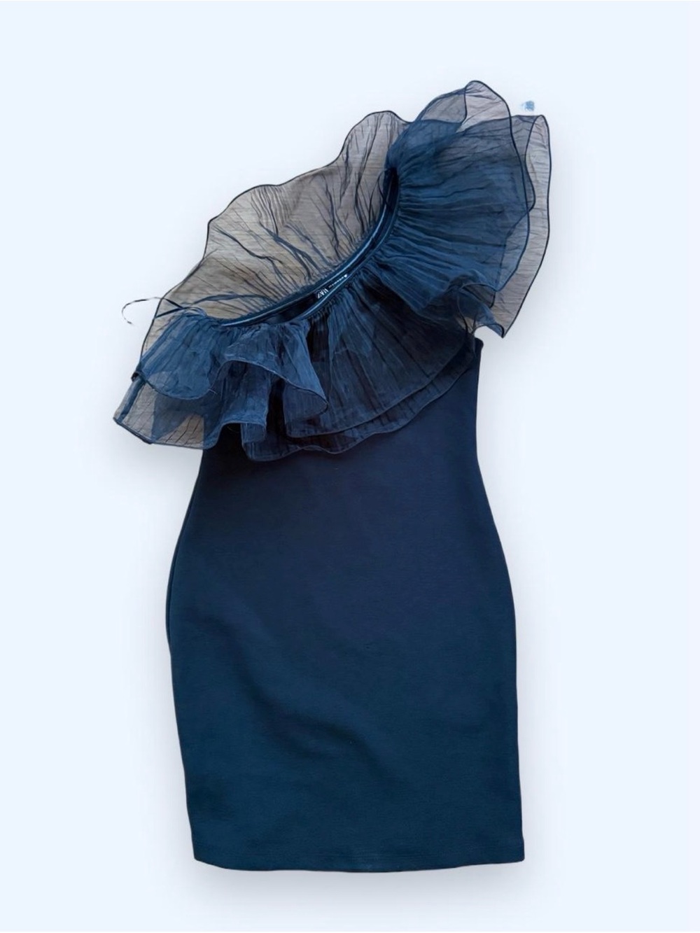 Zara One-Shoulder Ruffle Mini Dress